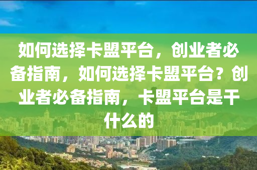 如何选择卡盟平台，创业者必备指南，如何选择卡盟平台？创业者必备指南，卡盟平台是干什么的