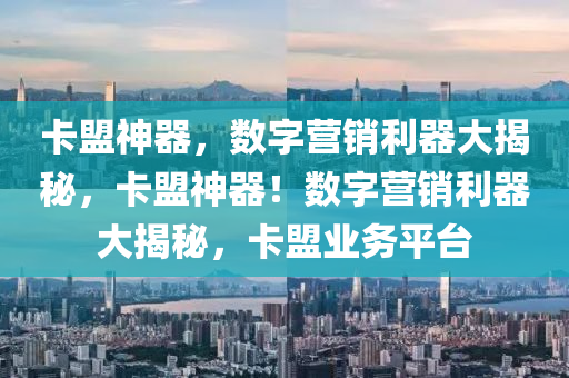 卡盟神器，数字营销利器大揭秘，卡盟神器！数字营销利器大揭秘，卡盟业务平台