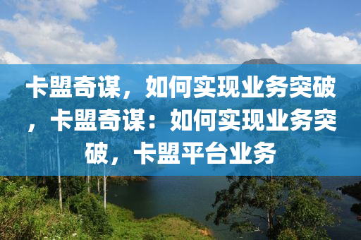 卡盟奇谋，如何实现业务突破，卡盟奇谋：如何实现业务突破，卡盟平台业务