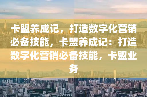 卡盟养成记，打造数字化营销必备技能，卡盟养成记：打造数字化营销必备技能，卡盟业务