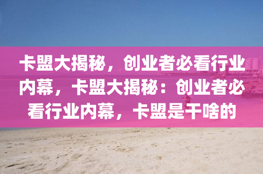 卡盟大揭秘，创业者必看行业内幕，卡盟大揭秘：创业者必看行业内幕，卡盟是干啥的