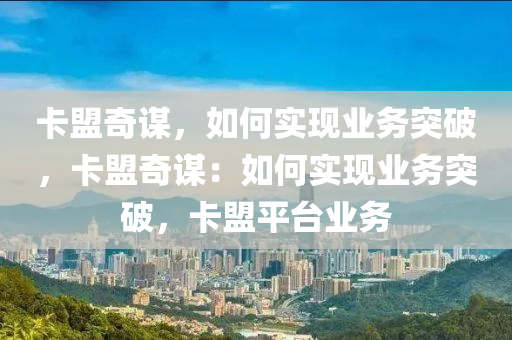 卡盟奇谋，如何实现业务突破，卡盟奇谋：如何实现业务突破，卡盟平台业务