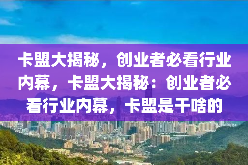 卡盟大揭秘，创业者必看行业内幕，卡盟大揭秘：创业者必看行业内幕，卡盟是干啥的