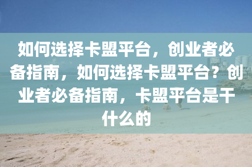 如何选择卡盟平台，创业者必备指南，如何选择卡盟平台？创业者必备指南，卡盟平台是干什么的