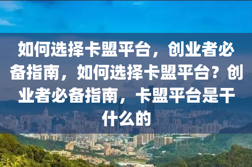 如何选择卡盟平台，创业者必备指南，如何选择卡盟平台？创业者必备指南，卡盟平台是干什么的