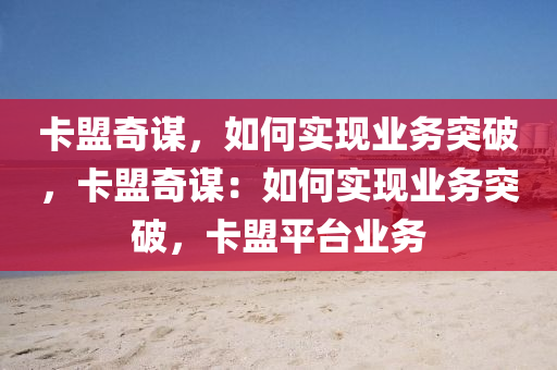 卡盟奇谋，如何实现业务突破，卡盟奇谋：如何实现业务突破，卡盟平台业务
