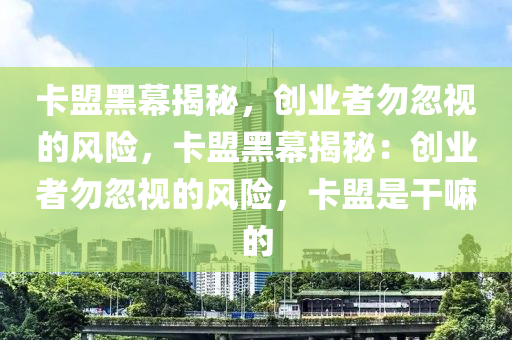 卡盟黑幕揭秘，创业者勿忽视的风险，卡盟黑幕揭秘：创业者勿忽视的风险，卡盟是干嘛的