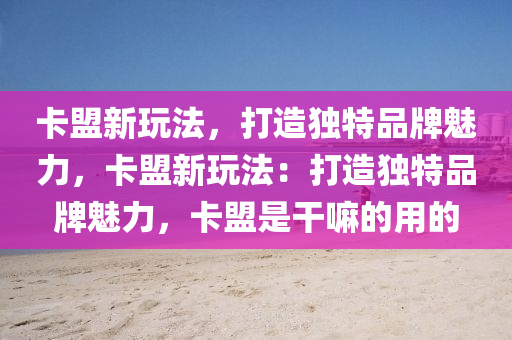 卡盟新玩法，打造独特品牌魅力，卡盟新玩法：打造独特品牌魅力，卡盟是干嘛的用的