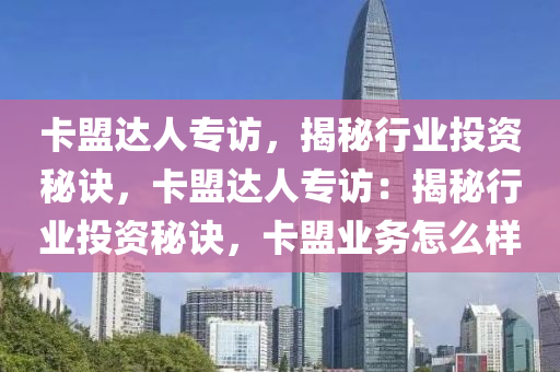 卡盟达人专访，揭秘行业投资秘诀，卡盟达人专访：揭秘行业投资秘诀，卡盟业务怎么样