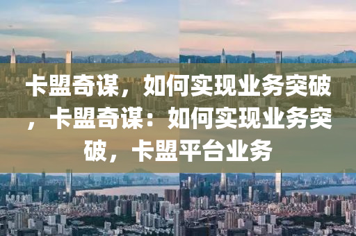 卡盟奇谋，如何实现业务突破，卡盟奇谋：如何实现业务突破，卡盟平台业务