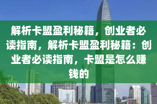 解析卡盟盈利秘籍，创业者必读指南，解析卡盟盈利秘籍：创业者必读指南，卡盟是怎么赚钱的