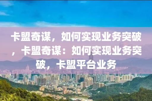 卡盟奇谋，如何实现业务突破，卡盟奇谋：如何实现业务突破，卡盟平台业务