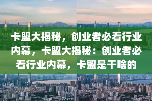 卡盟大揭秘，创业者必看行业内幕，卡盟大揭秘：创业者必看行业内幕，卡盟是干啥的