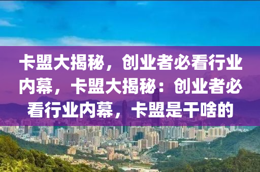 卡盟大揭秘，创业者必看行业内幕，卡盟大揭秘：创业者必看行业内幕，卡盟是干啥的