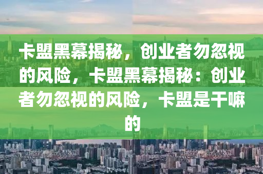 卡盟黑幕揭秘，创业者勿忽视的风险，卡盟黑幕揭秘：创业者勿忽视的风险，卡盟是干嘛的