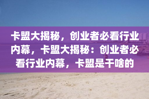 卡盟大揭秘，创业者必看行业内幕，卡盟大揭秘：创业者必看行业内幕，卡盟是干啥的
