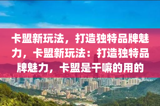 卡盟新玩法，打造独特品牌魅力，卡盟新玩法：打造独特品牌魅力，卡盟是干嘛的用的