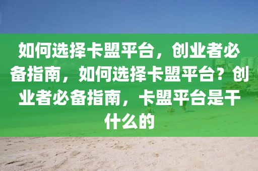 如何选择卡盟平台，创业者必备指南，如何选择卡盟平台？创业者必备指南，卡盟平台是干什么的