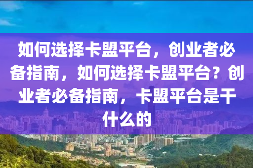 如何选择卡盟平台，创业者必备指南，如何选择卡盟平台？创业者必备指南，卡盟平台是干什么的