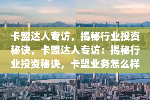 卡盟达人专访，揭秘行业投资秘诀，卡盟达人专访：揭秘行业投资秘诀，卡盟业务怎么样