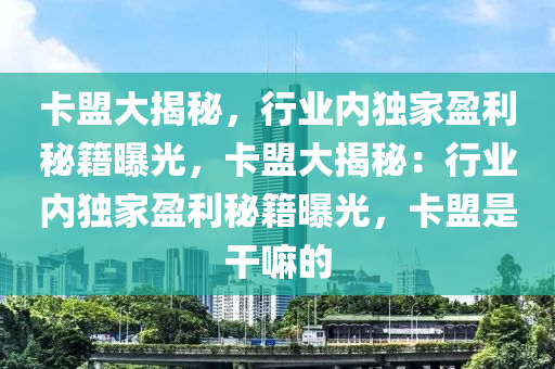 卡盟大揭秘，行业内独家盈利秘籍曝光，卡盟大揭秘：行业内独家盈利秘籍曝光，卡盟是干嘛的