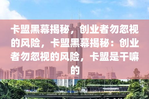 卡盟黑幕揭秘，创业者勿忽视的风险，卡盟黑幕揭秘：创业者勿忽视的风险，卡盟是干嘛的
