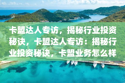 卡盟达人专访，揭秘行业投资秘诀，卡盟达人专访：揭秘行业投资秘诀，卡盟业务怎么样