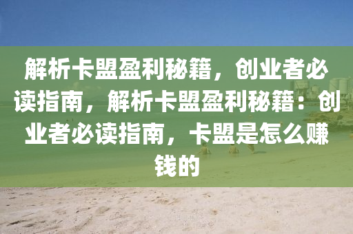 解析卡盟盈利秘籍，创业者必读指南，解析卡盟盈利秘籍：创业者必读指南，卡盟是怎么赚钱的