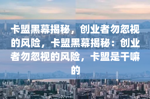 卡盟黑幕揭秘，创业者勿忽视的风险，卡盟黑幕揭秘：创业者勿忽视的风险，卡盟是干嘛的