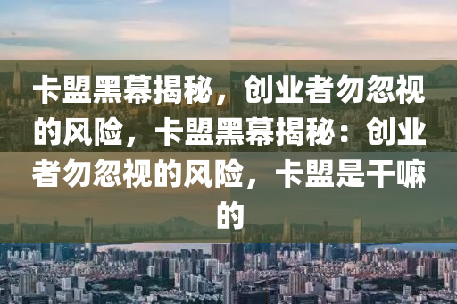 卡盟黑幕揭秘，创业者勿忽视的风险，卡盟黑幕揭秘：创业者勿忽视的风险，卡盟是干嘛的