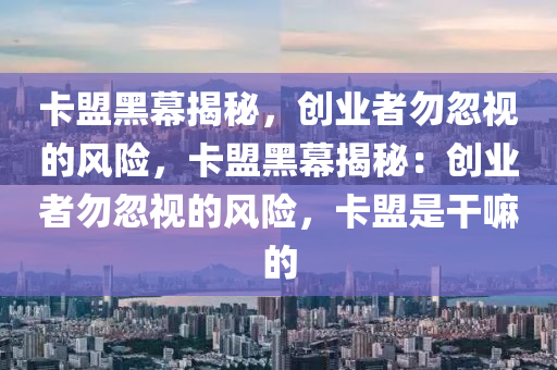 卡盟黑幕揭秘，创业者勿忽视的风险，卡盟黑幕揭秘：创业者勿忽视的风险，卡盟是干嘛的