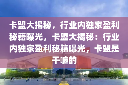 卡盟大揭秘，行业内独家盈利秘籍曝光，卡盟大揭秘：行业内独家盈利秘籍曝光，卡盟是干嘛的