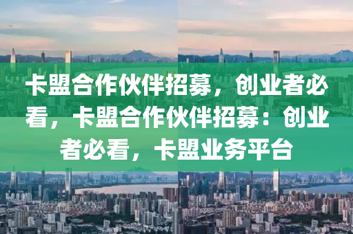 卡盟合作伙伴招募，创业者必看，卡盟合作伙伴招募：创业者必看，卡盟业务平台