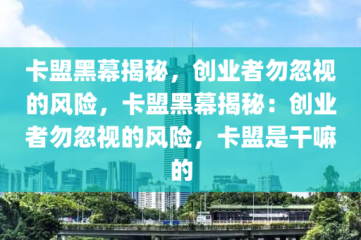 卡盟黑幕揭秘，创业者勿忽视的风险，卡盟黑幕揭秘：创业者勿忽视的风险，卡盟是干嘛的