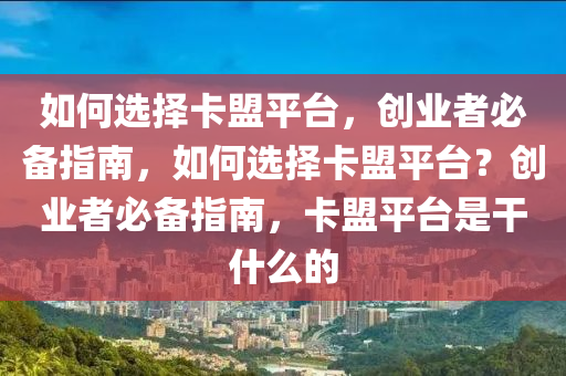 如何选择卡盟平台，创业者必备指南，如何选择卡盟平台？创业者必备指南，卡盟平台是干什么的