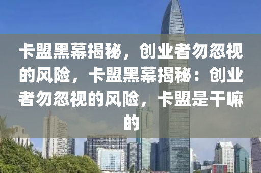 卡盟黑幕揭秘，创业者勿忽视的风险，卡盟黑幕揭秘：创业者勿忽视的风险，卡盟是干嘛的