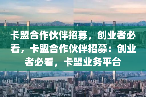 卡盟合作伙伴招募，创业者必看，卡盟合作伙伴招募：创业者必看，卡盟业务平台