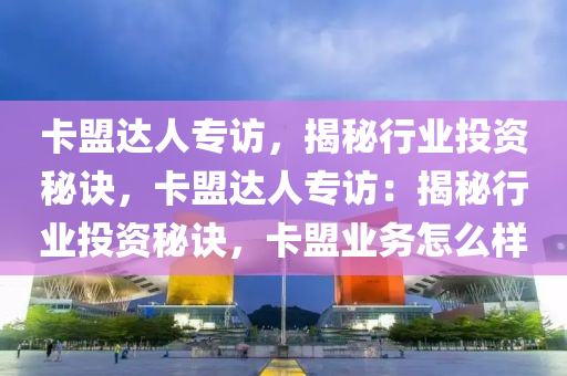 卡盟达人专访，揭秘行业投资秘诀，卡盟达人专访：揭秘行业投资秘诀，卡盟业务怎么样