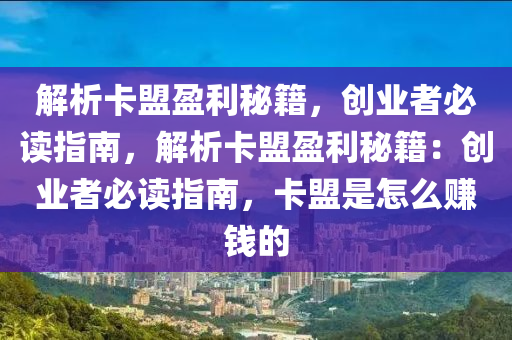 解析卡盟盈利秘籍，创业者必读指南，解析卡盟盈利秘籍：创业者必读指南，卡盟是怎么赚钱的