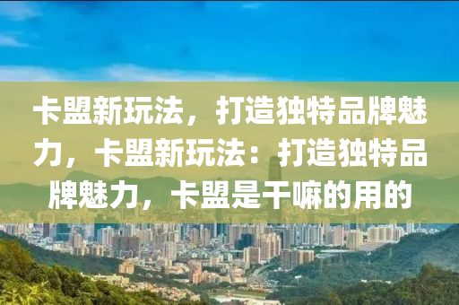 卡盟新玩法，打造独特品牌魅力，卡盟新玩法：打造独特品牌魅力，卡盟是干嘛的用的