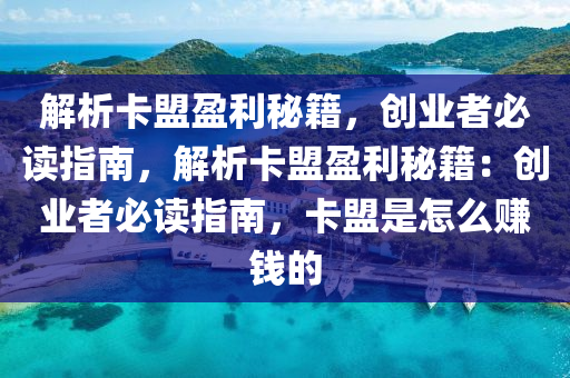 解析卡盟盈利秘籍，创业者必读指南，解析卡盟盈利秘籍：创业者必读指南，卡盟是怎么赚钱的