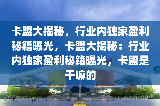 卡盟大揭秘，行业内独家盈利秘籍曝光，卡盟大揭秘：行业内独家盈利秘籍曝光，卡盟是干嘛的