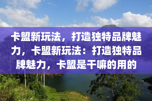 卡盟新玩法，打造独特品牌魅力，卡盟新玩法：打造独特品牌魅力，卡盟是干嘛的用的