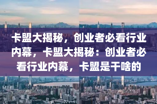 卡盟大揭秘，创业者必看行业内幕，卡盟大揭秘：创业者必看行业内幕，卡盟是干啥的