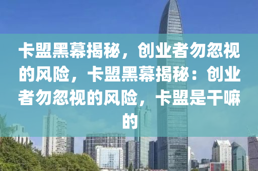 卡盟黑幕揭秘，创业者勿忽视的风险，卡盟黑幕揭秘：创业者勿忽视的风险，卡盟是干嘛的
