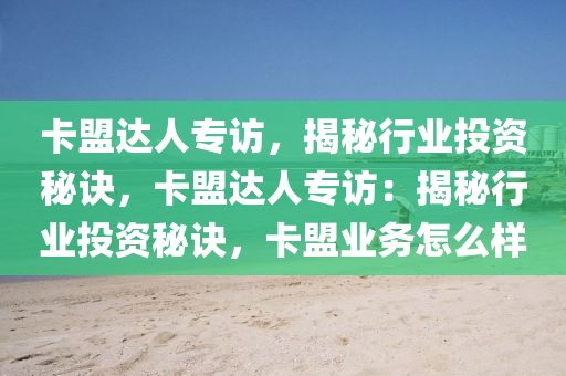 卡盟达人专访，揭秘行业投资秘诀，卡盟达人专访：揭秘行业投资秘诀，卡盟业务怎么样