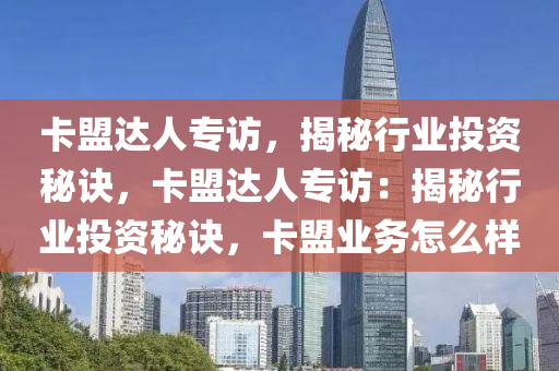 卡盟达人专访，揭秘行业投资秘诀，卡盟达人专访：揭秘行业投资秘诀，卡盟业务怎么样