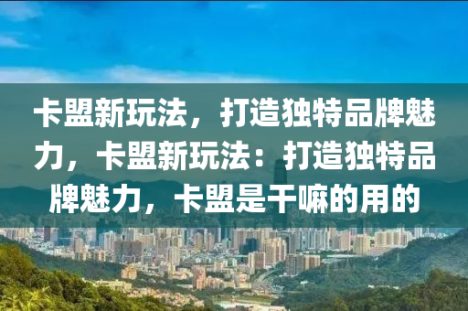 卡盟新玩法，打造独特品牌魅力，卡盟新玩法：打造独特品牌魅力，卡盟是干嘛的用的
