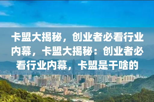 卡盟大揭秘，创业者必看行业内幕，卡盟大揭秘：创业者必看行业内幕，卡盟是干啥的