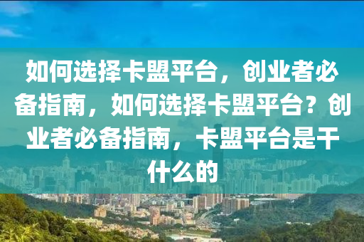 如何选择卡盟平台，创业者必备指南，如何选择卡盟平台？创业者必备指南，卡盟平台是干什么的